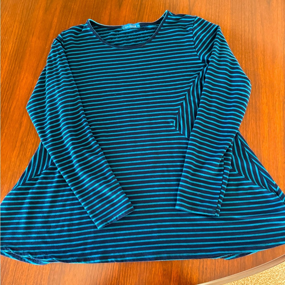 Cut Loose flared striped tunic top, size Large.